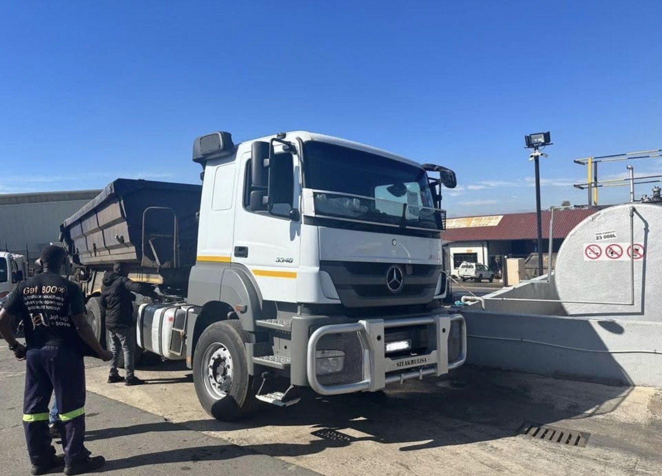 Truck at wash station